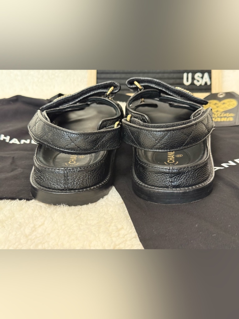 CHANEL quilted Dad sandals with gold hardware - Picture 8 of 16